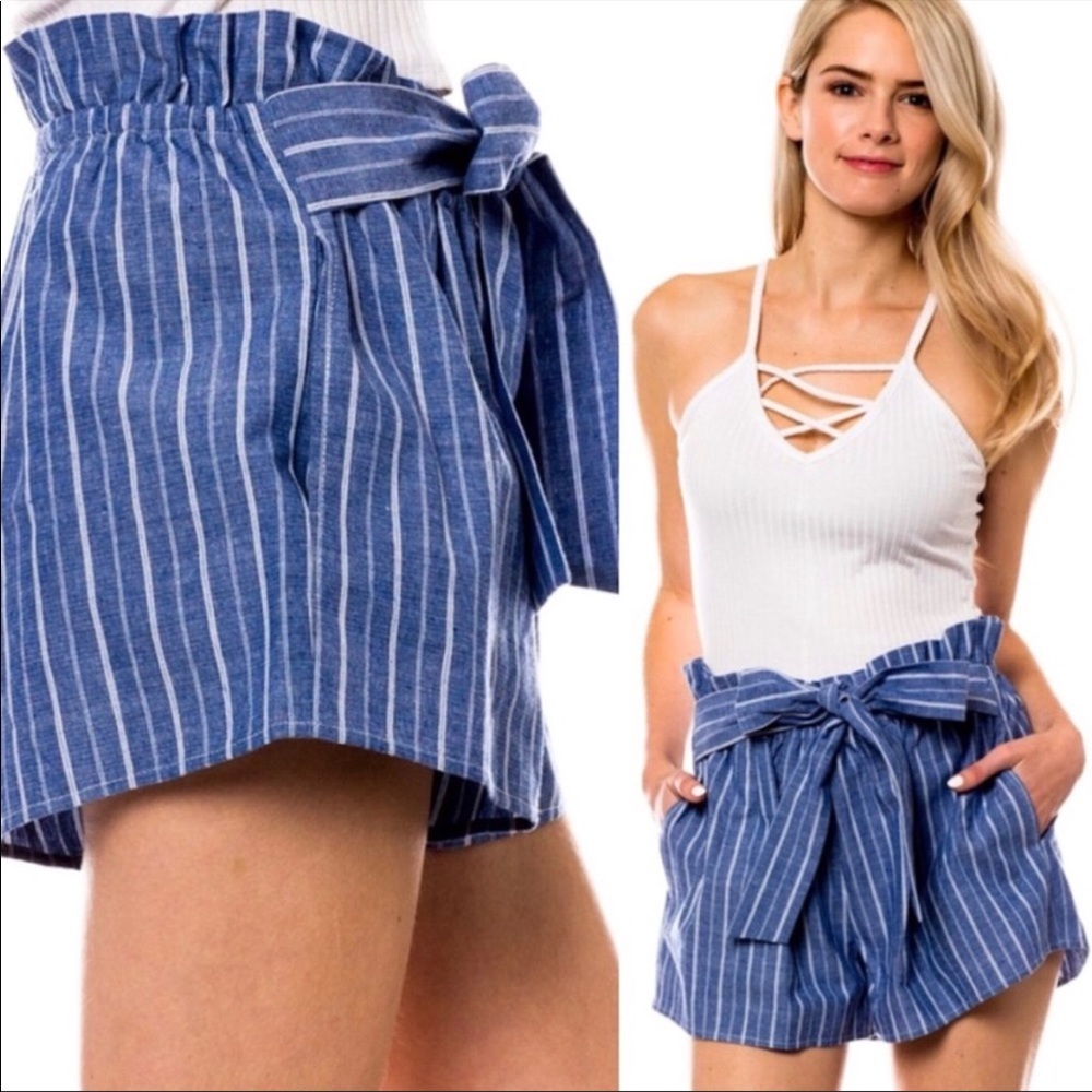 Like new! Love Tree Striped Paperbag Shorts, Small